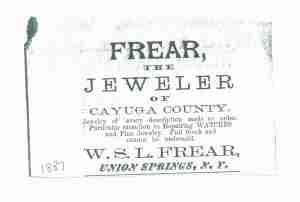 W.S.L. Frear Jeweler Ad 1887.  Courtesy of The Frontenac Museum.