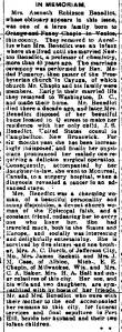 Newspaper Auburn NY Democrat - Argus 2 Mar 1900 Asenath Robinson Chapin obit